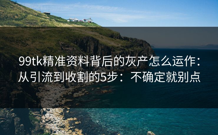 99tk精准资料背后的灰产怎么运作：从引流到收割的5步：不确定就别点