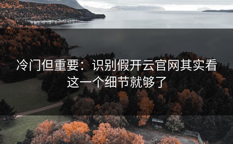 冷门但重要：识别假开云官网其实看这一个细节就够了