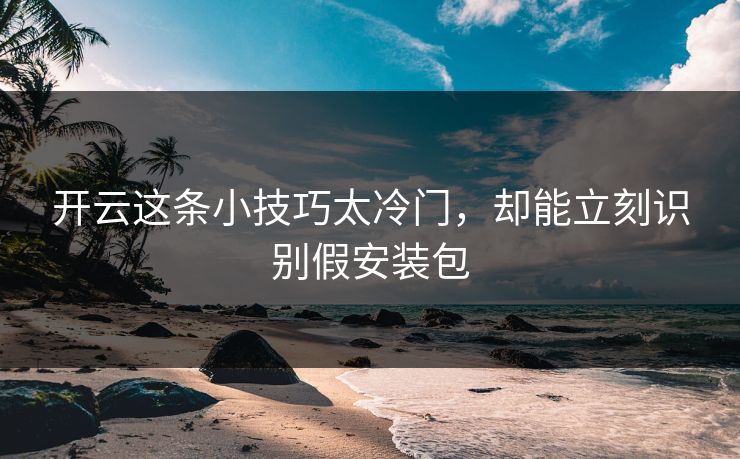 开云这条小技巧太冷门，却能立刻识别假安装包