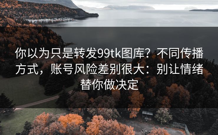 你以为只是转发99tk图库？不同传播方式，账号风险差别很大：别让情绪替你做决定