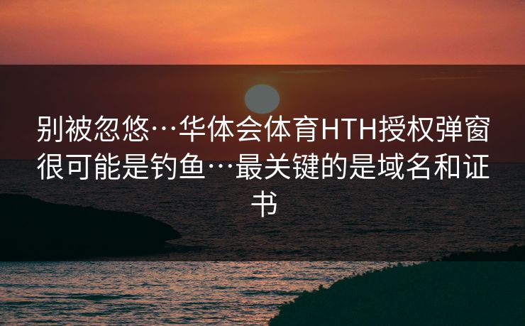别被忽悠…华体会体育HTH授权弹窗很可能是钓鱼…最关键的是域名和证书